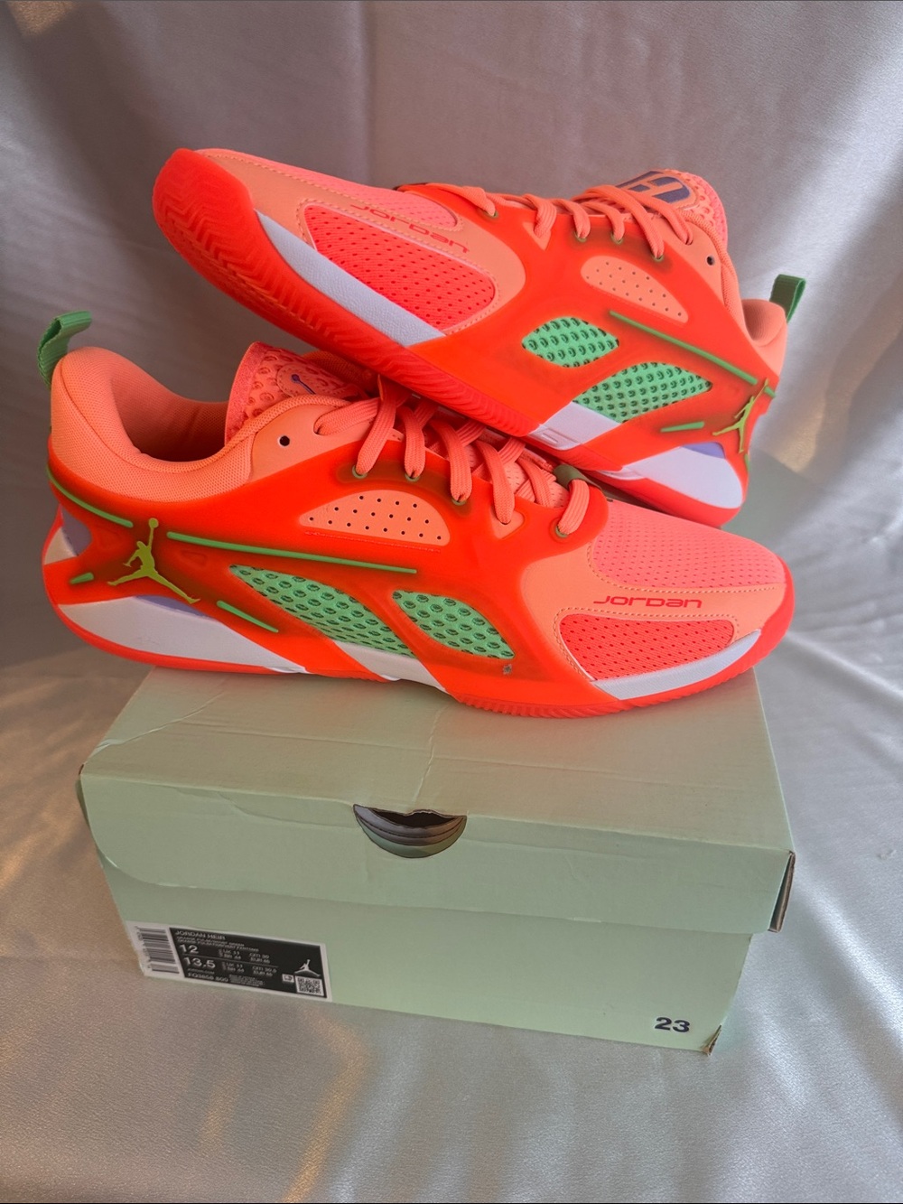 Jordan Men’s Athletic Shoes in Neon Orange with Lime and White Accents
